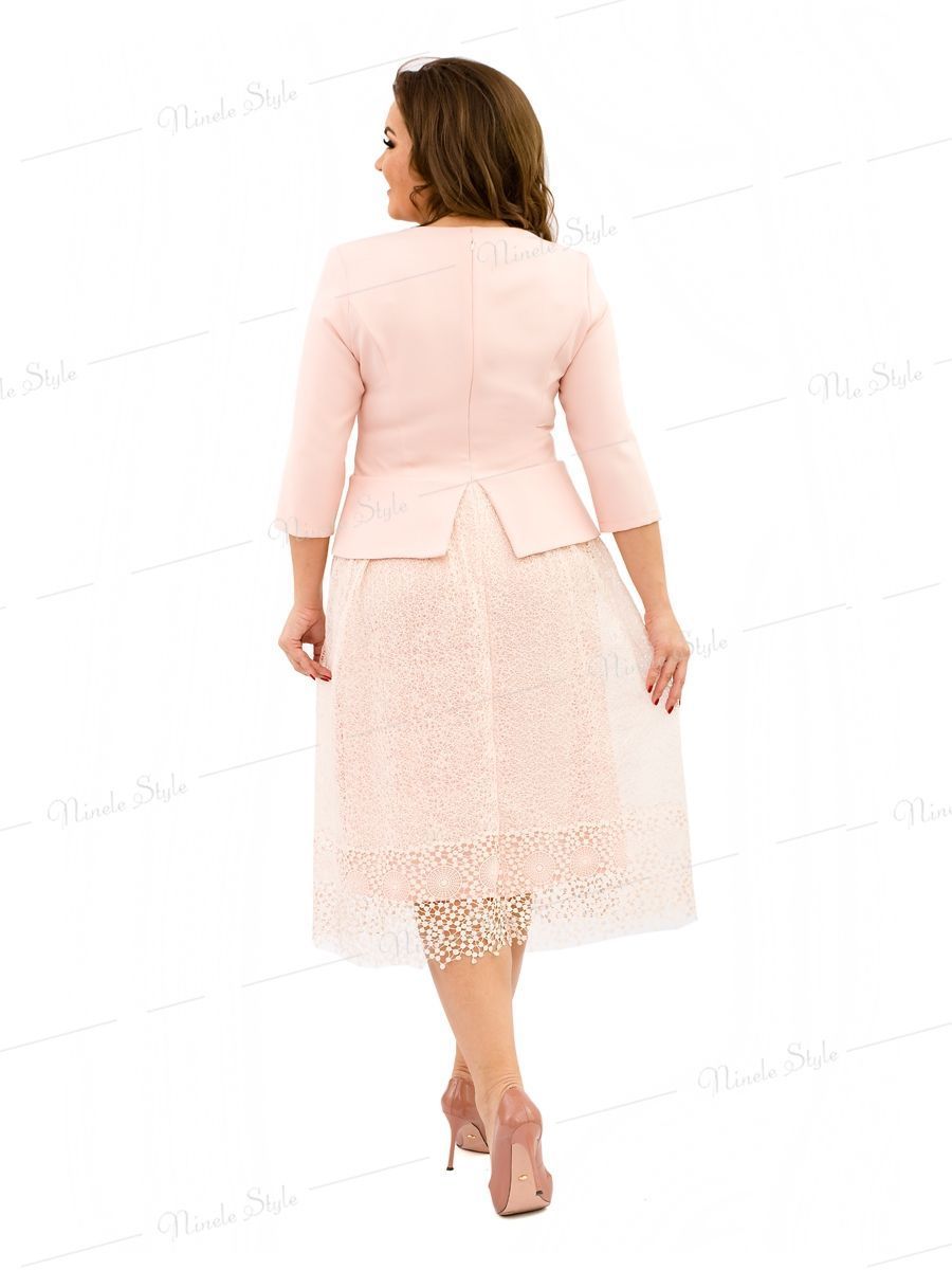 Белое Коктейльное Женское Платье С Кружевной Юбкой 60 Размера